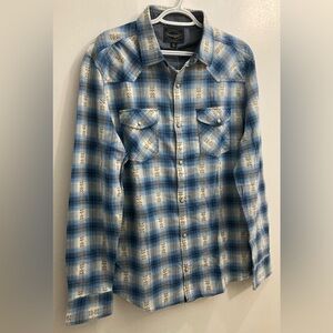 Threadgrit Men’s Plaid Dobby Flannel Snap-up Western Shirt In Blue Multi Cotton